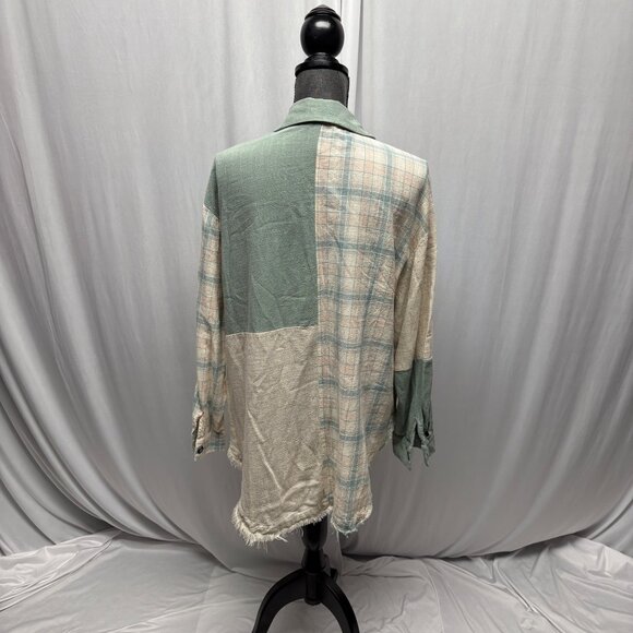 143 Story by Line Up Plaid Solid Colorblock Button-Up Shirt Womens Size Large - Picture 4 of 9